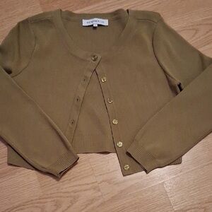 WeWoreWhat Olive Cropped Button Cardigan